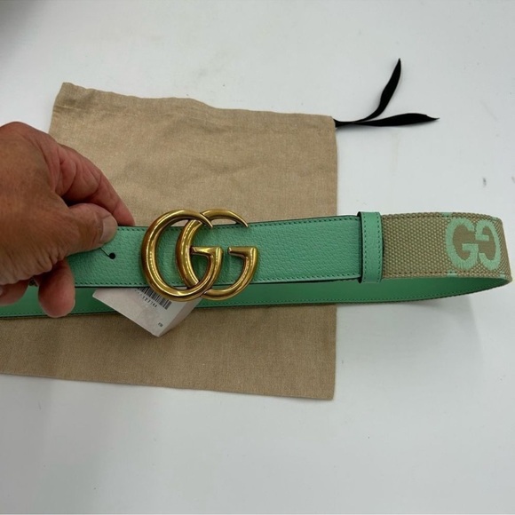 Women’s Gucci Marmont jumbo GG leather/canvas belt size 90 cm made in Italy main image 5